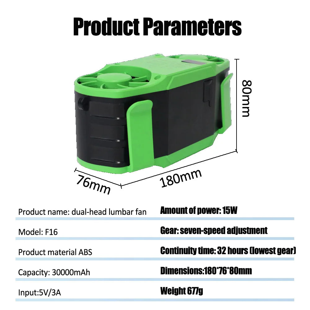 Rechargeable Waist Clip Fan 30000mAh 7 Speed