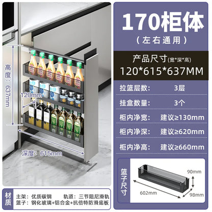 High cabinet pull basket extremely narrow kitchen