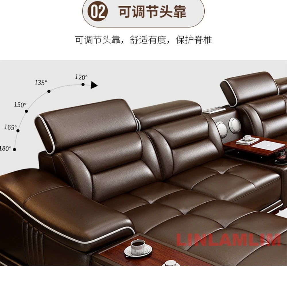 Italinan Genuine Leather L-Shaped Sectional Sofa