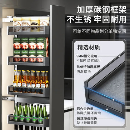 High cabinet pull basket extremely narrow kitchen