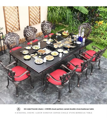 Cast Aluminum Outdoor Dining Set 6-8 Seater Table