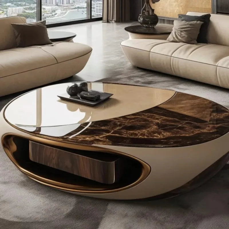 Oval Classic Living Room Coffee Tables Brown