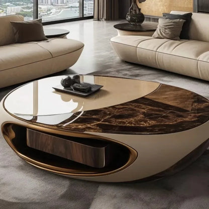 Oval Classic Living Room Coffee Tables Brown