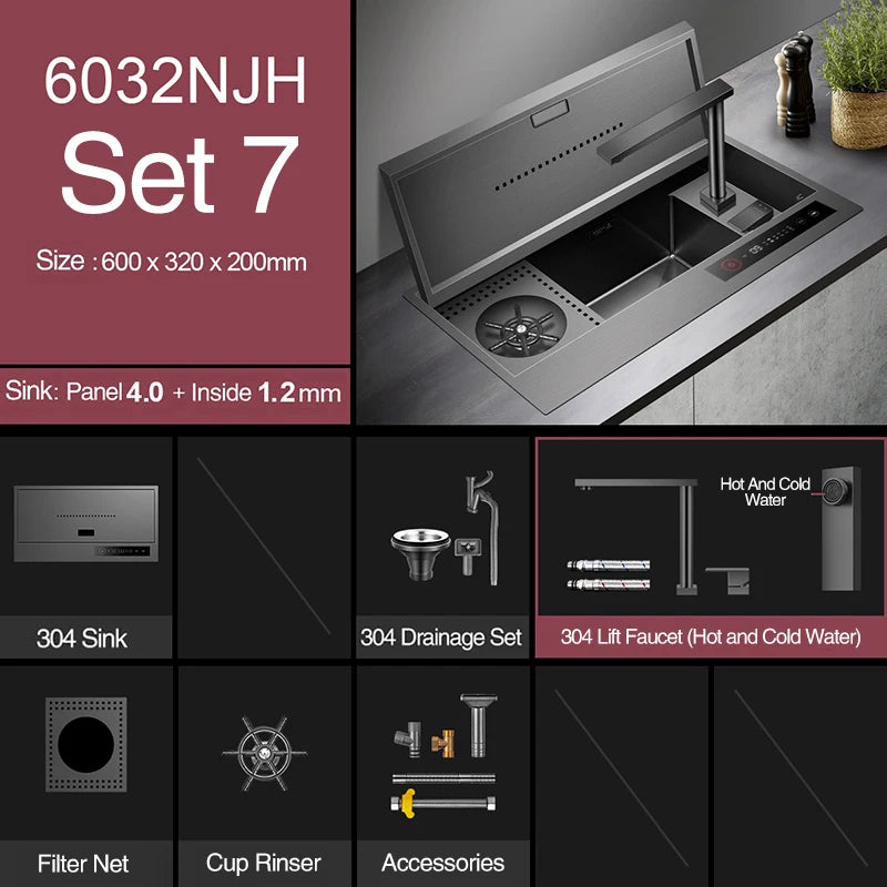 Nanometer Flip Cover Hidden Kitchen Sinks
