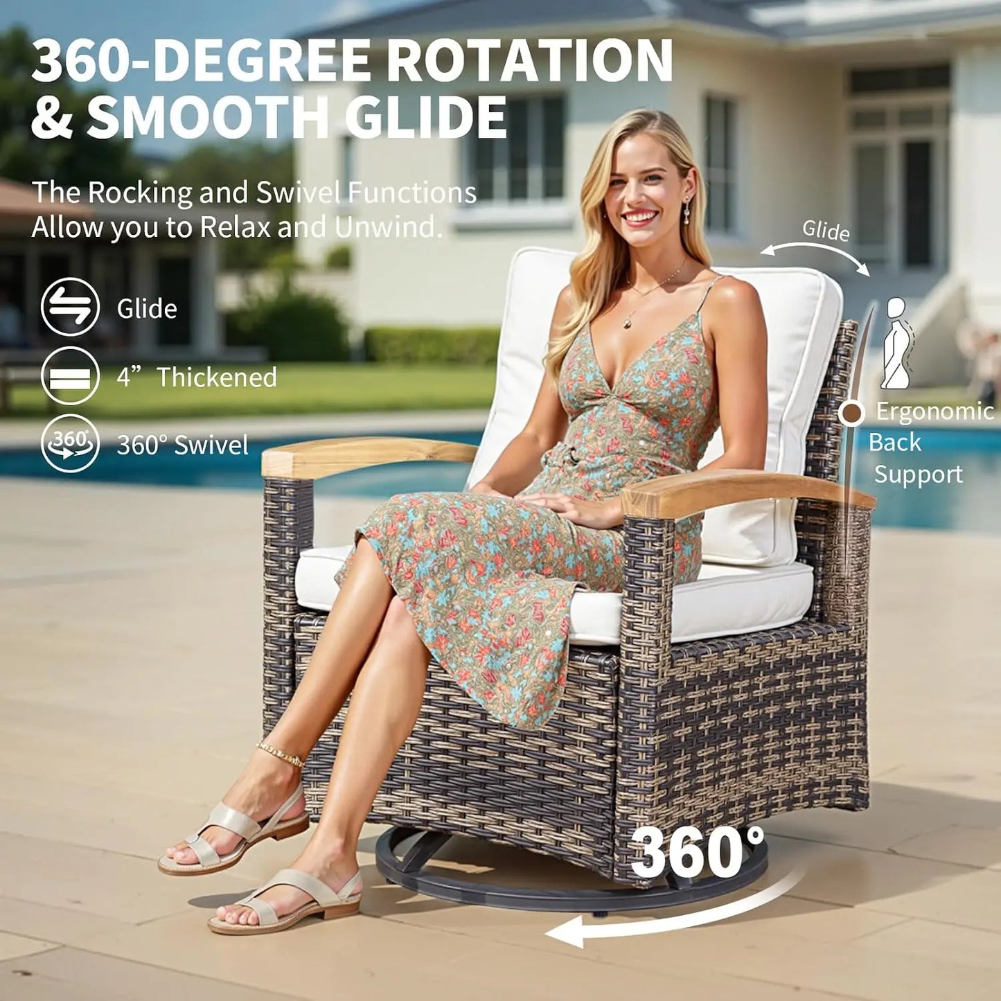 7 Pieces Patio Furniture Sets,PE Wicker Outdoor Furniture
