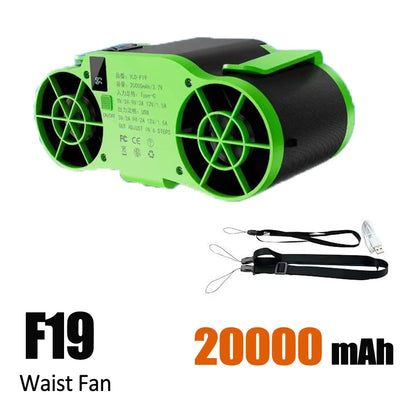 Rechargeable Waist Clip Fan 30000mAh 7 Speed