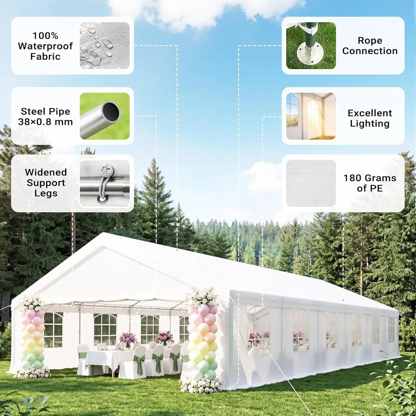 Party Tent, Heavy Duty Waterproof Outdoor Canopy