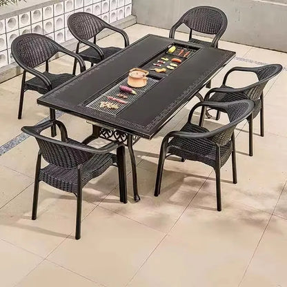 Cast Aluminum Outdoor Dining Set 6-8 Seater Table