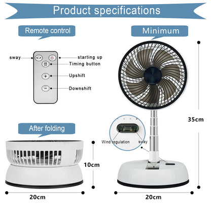Portable Oscillating Standing Fan with Remote
