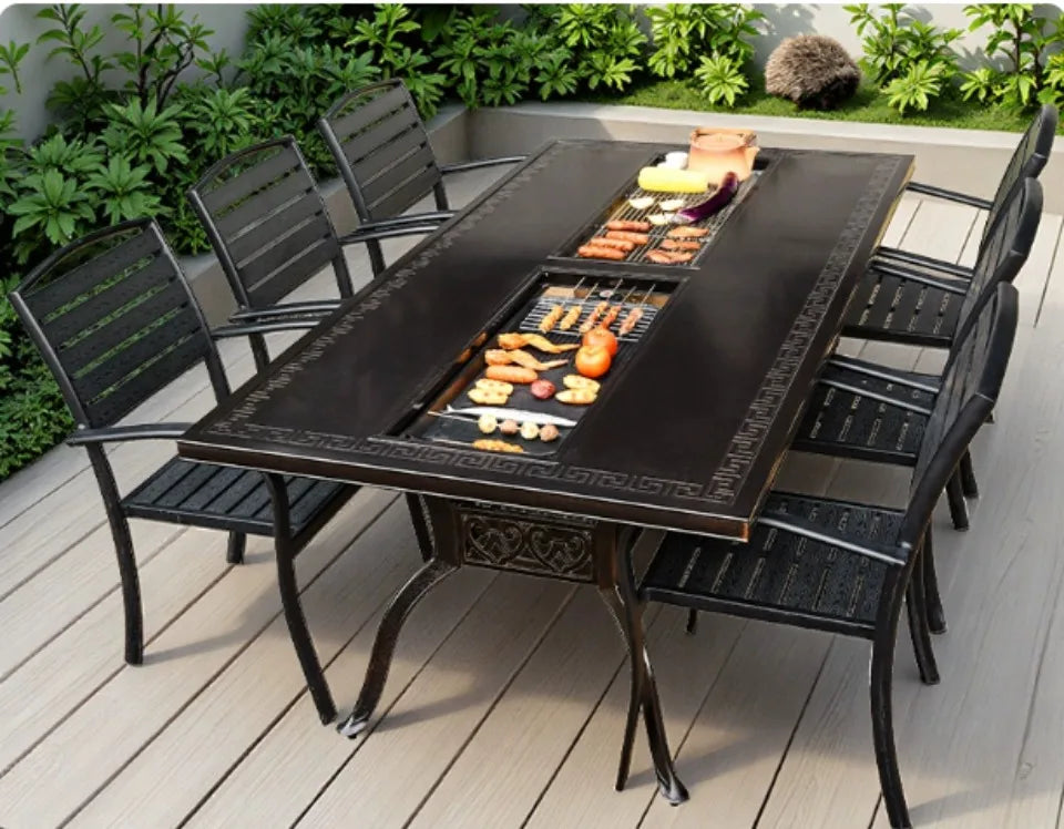 Cast Aluminum Outdoor Dining Set 6-8 Seater Table