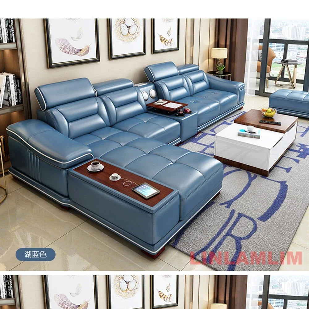 Italinan Genuine Leather L-Shaped Sectional Sofa