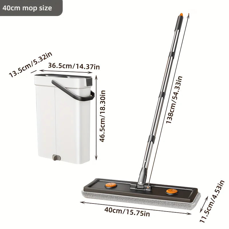 Hand Free Spin Flat Mop 40cm With Scraper