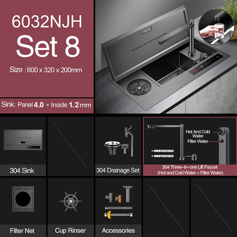 Nanometer Flip Cover Hidden Kitchen Sinks