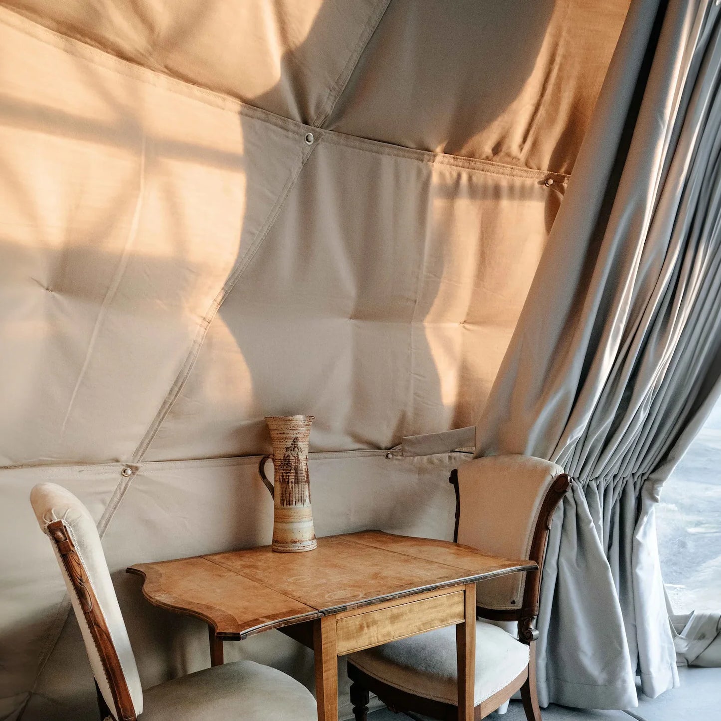 Flame retardant geodesic dome tent, aluminum foil