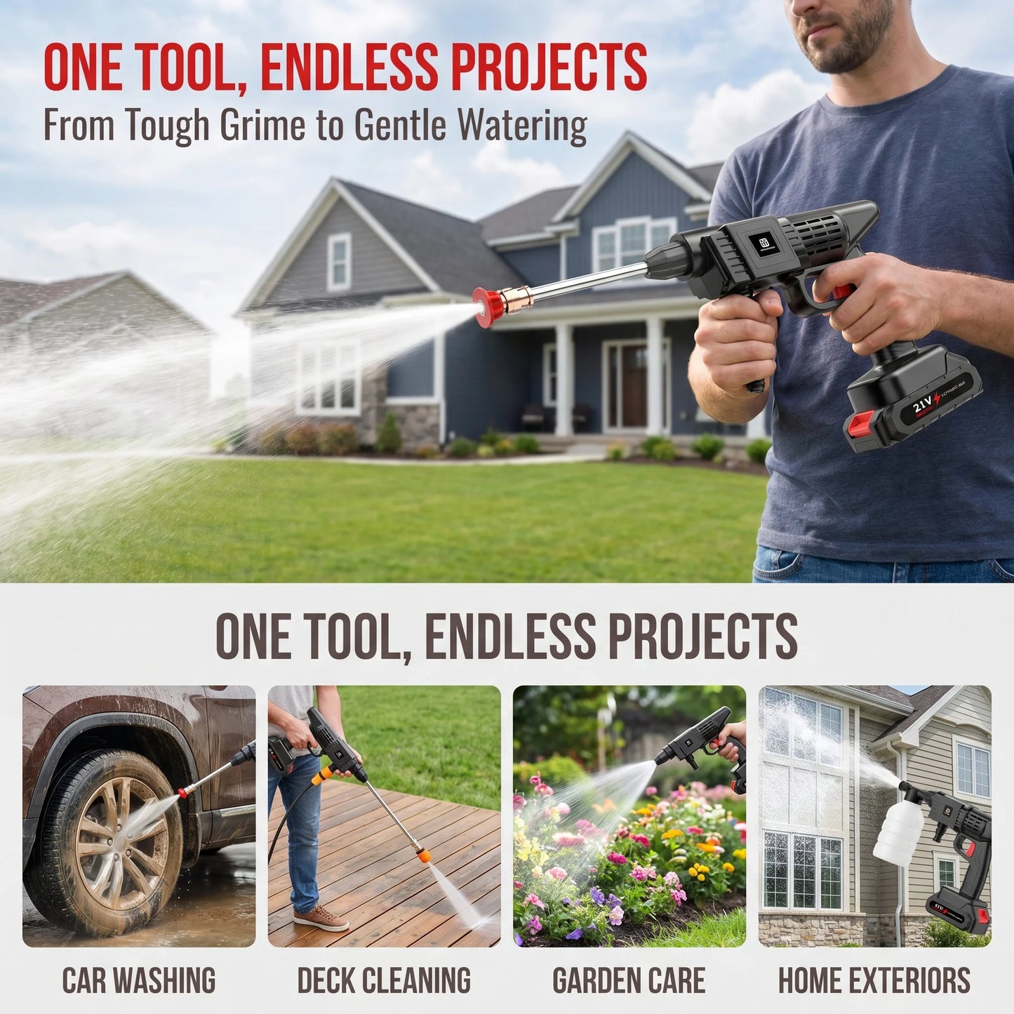 For Car/Floor/Patio Portable Battery Power Washer