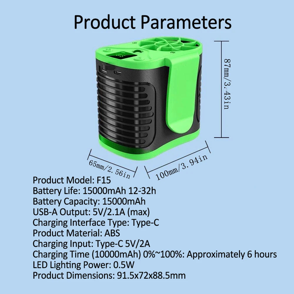 Rechargeable Waist Clip Fan 30000mAh 7 Speed