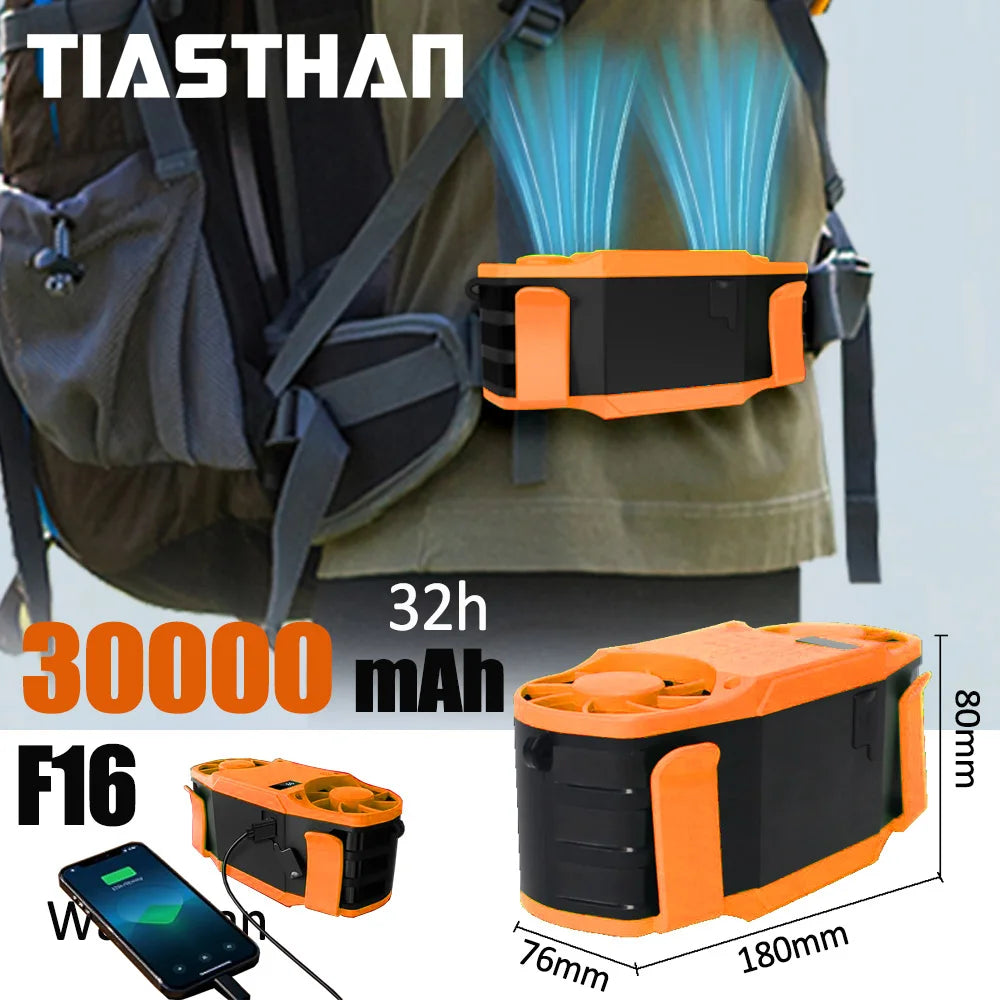 Rechargeable Waist Clip Fan 30000mAh 7 Speed