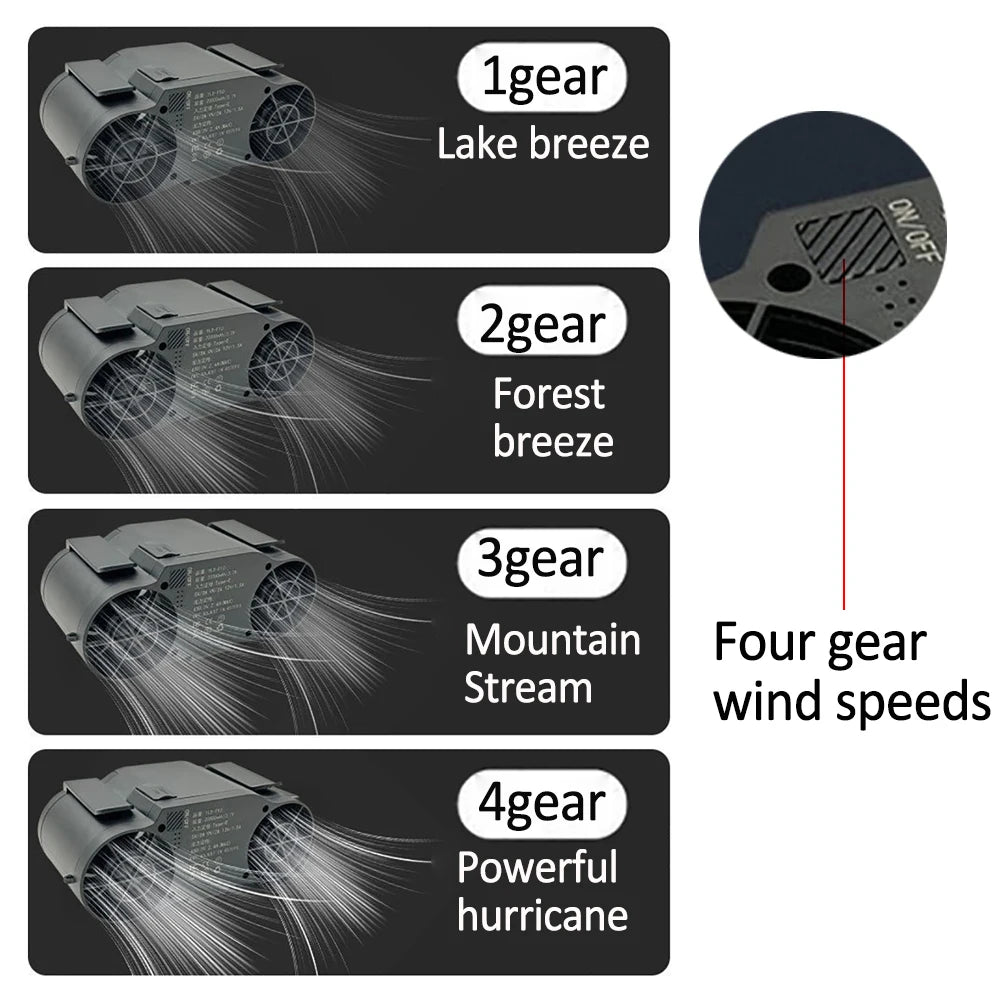 Rechargeable Waist Clip Fan 30000mAh 7 Speed