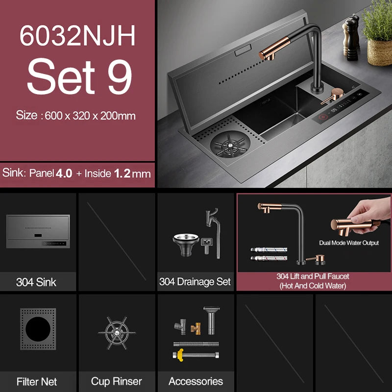 Nanometer Flip Cover Hidden Kitchen Sinks