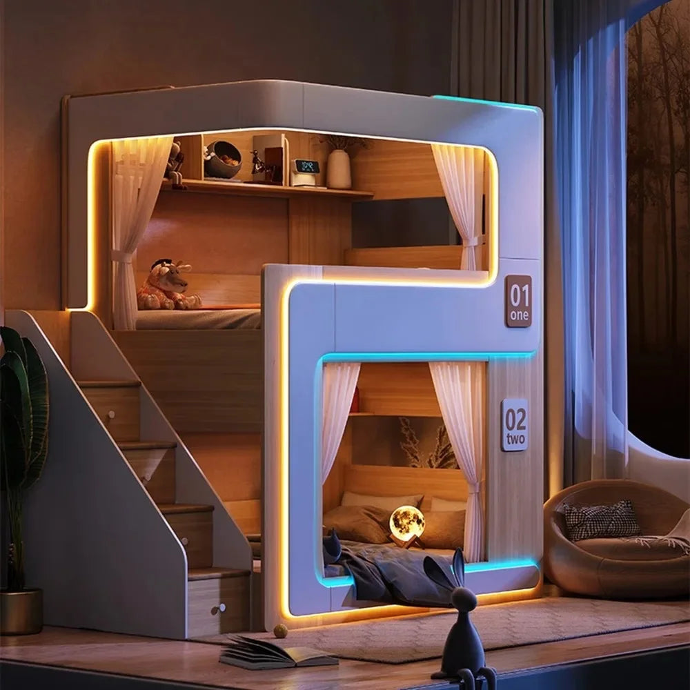 Simple Small Space Bunk Bed for Kids Floating Style