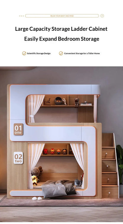 Simple Small Space Bunk Bed for Kids Floating Style