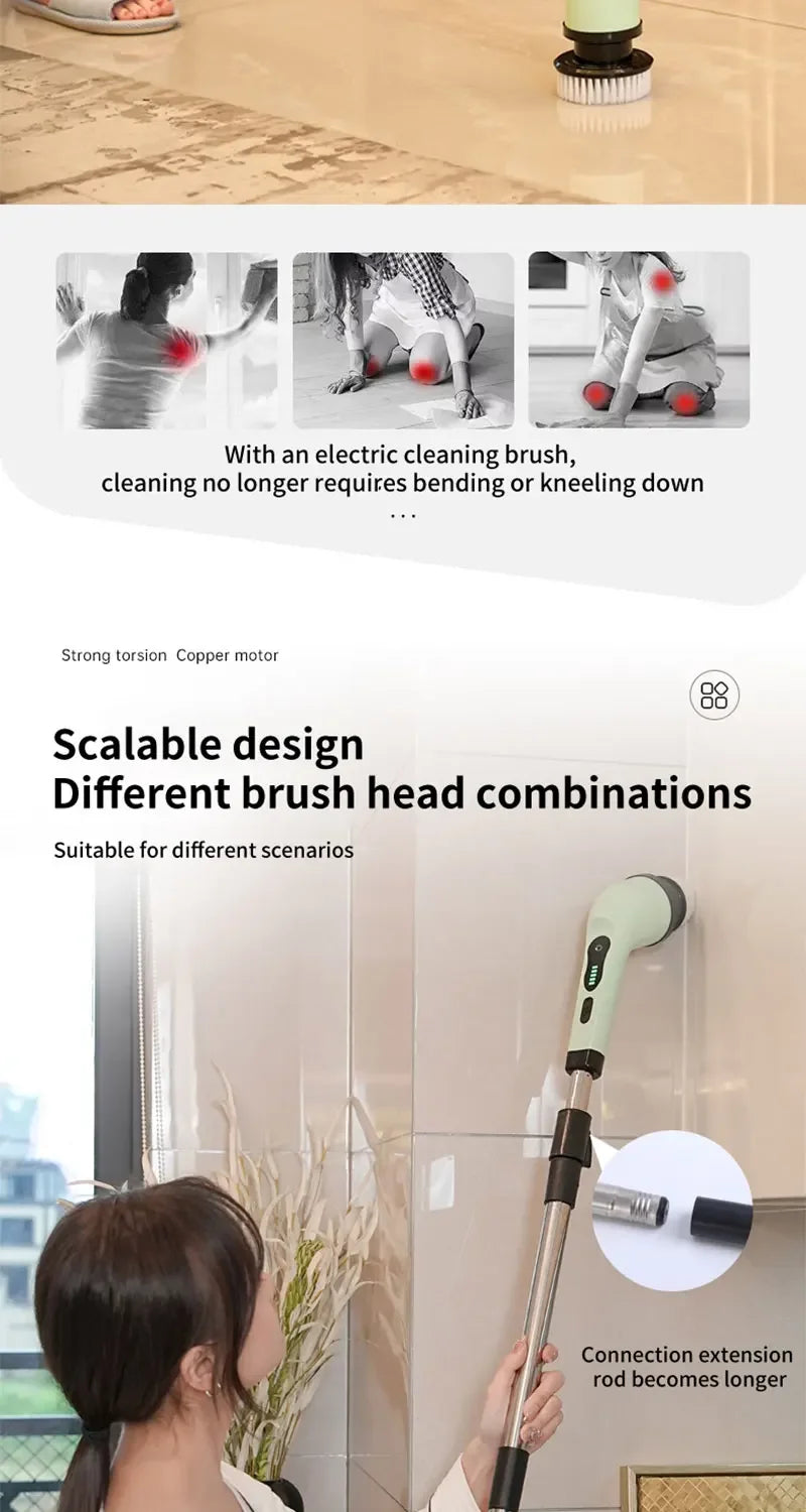 9-in-1 Electric Cleaning Brush Electric Spin Cleaning