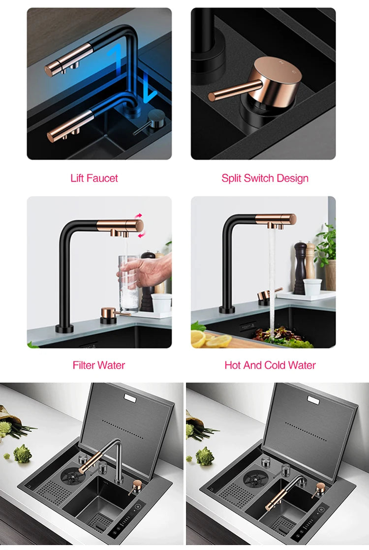 Rinser Bar Counter Island Hidden Kitchen Sinks