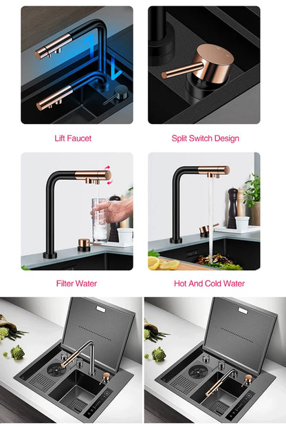 Rinser Bar Counter Island Hidden Kitchen Sinks