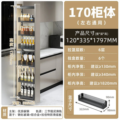 High cabinet pull basket extremely narrow kitchen