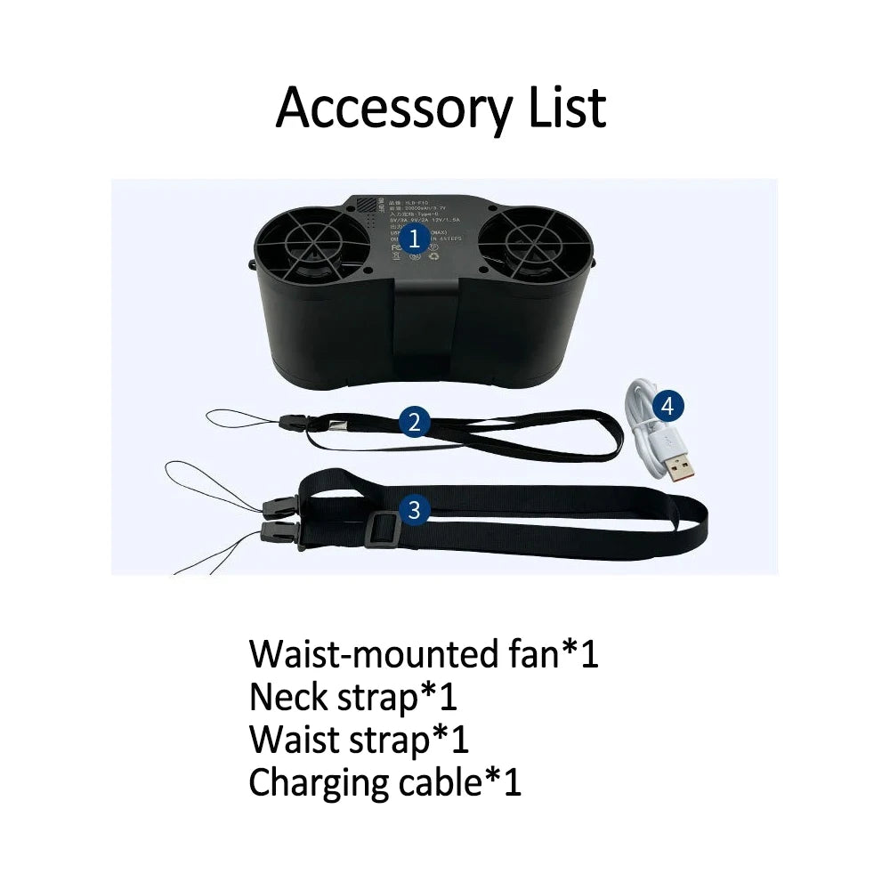 Rechargeable Waist Clip Fan 30000mAh 7 Speed