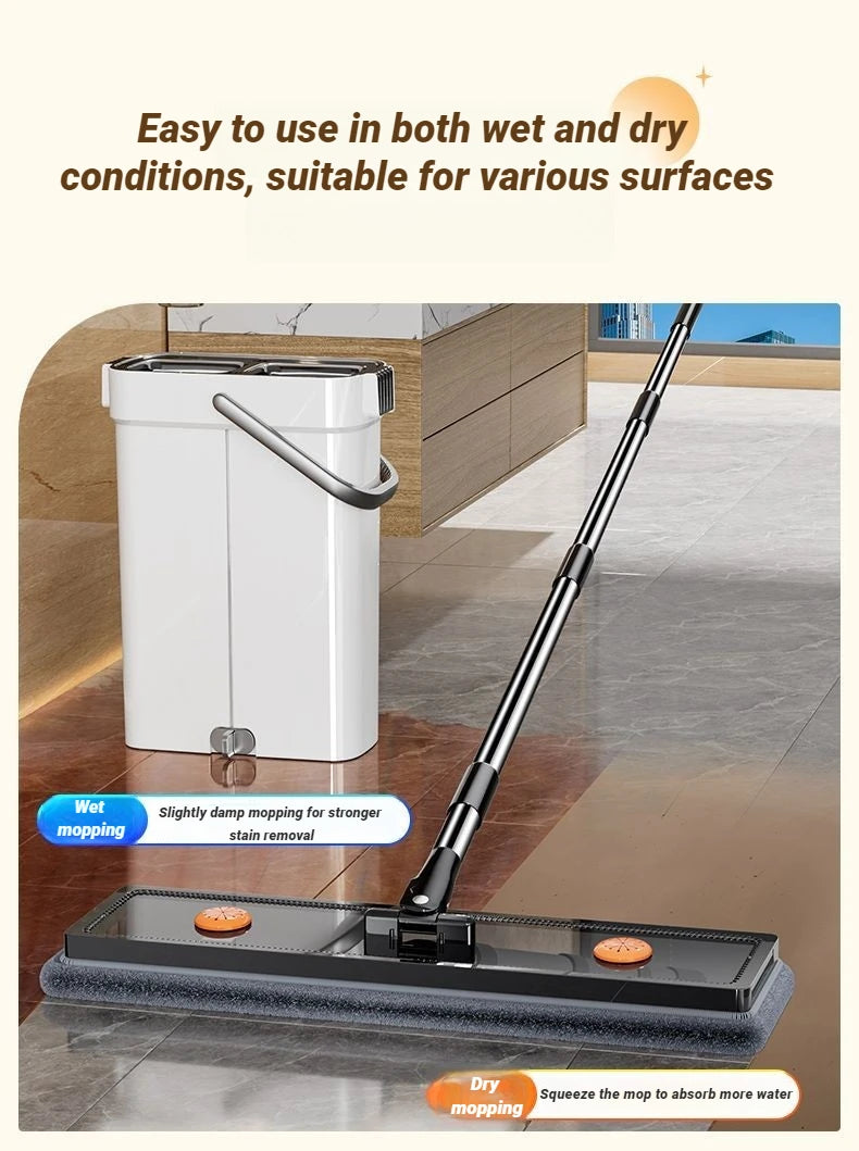 Hand Free Spin Flat Mop 40cm With Scraper