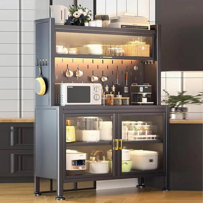 Microwave Stand with Storage Cabinet, Double Door