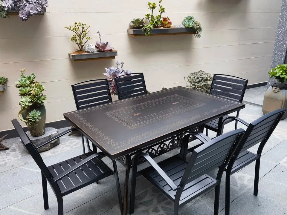 Cast Aluminum Outdoor Dining Set 6-8 Seater Table
