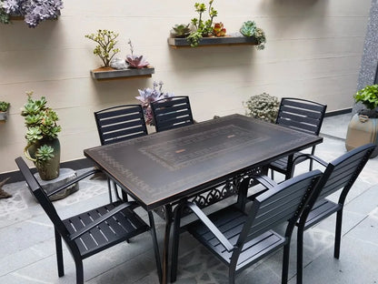 Cast Aluminum Outdoor Dining Set 6-8 Seater Table