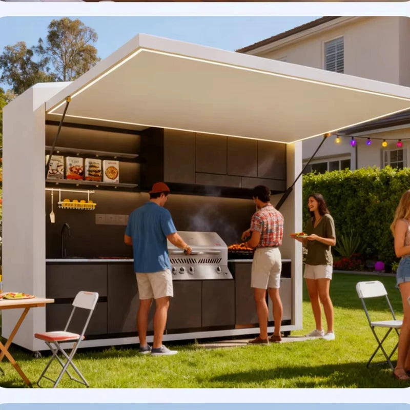 Customized Garden Kitchen with Modular Cabinets