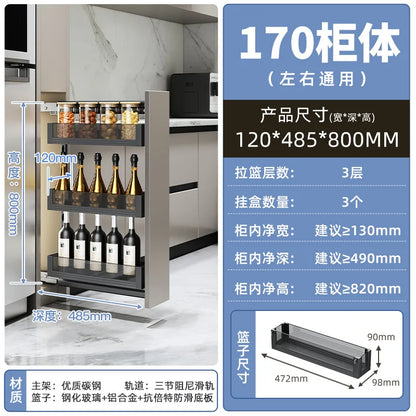 High cabinet pull basket extremely narrow kitchen