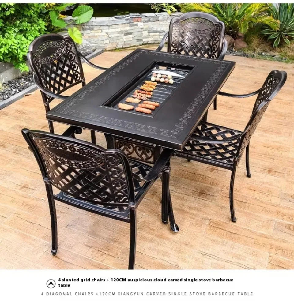 Cast Aluminum Outdoor Dining Set 6-8 Seater Table