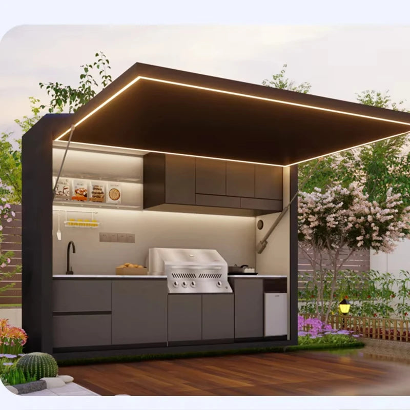 Customized Garden Kitchen with Modular Cabinets